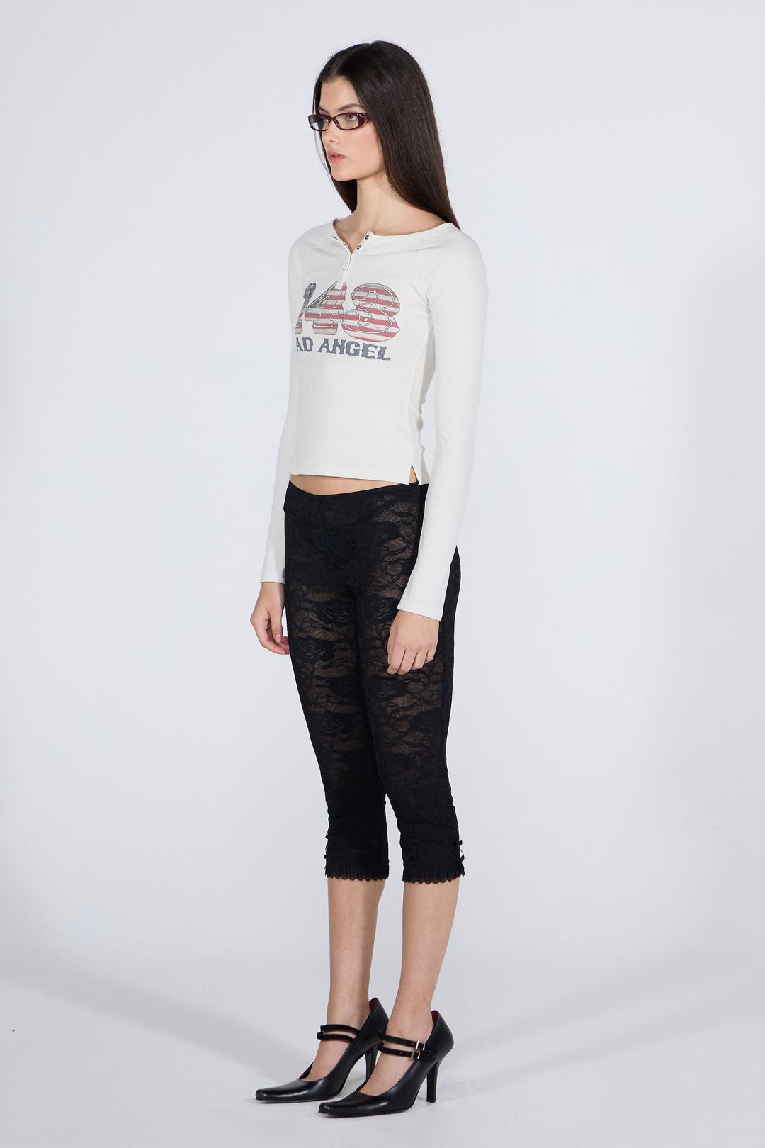 90s Lace Leggings Black