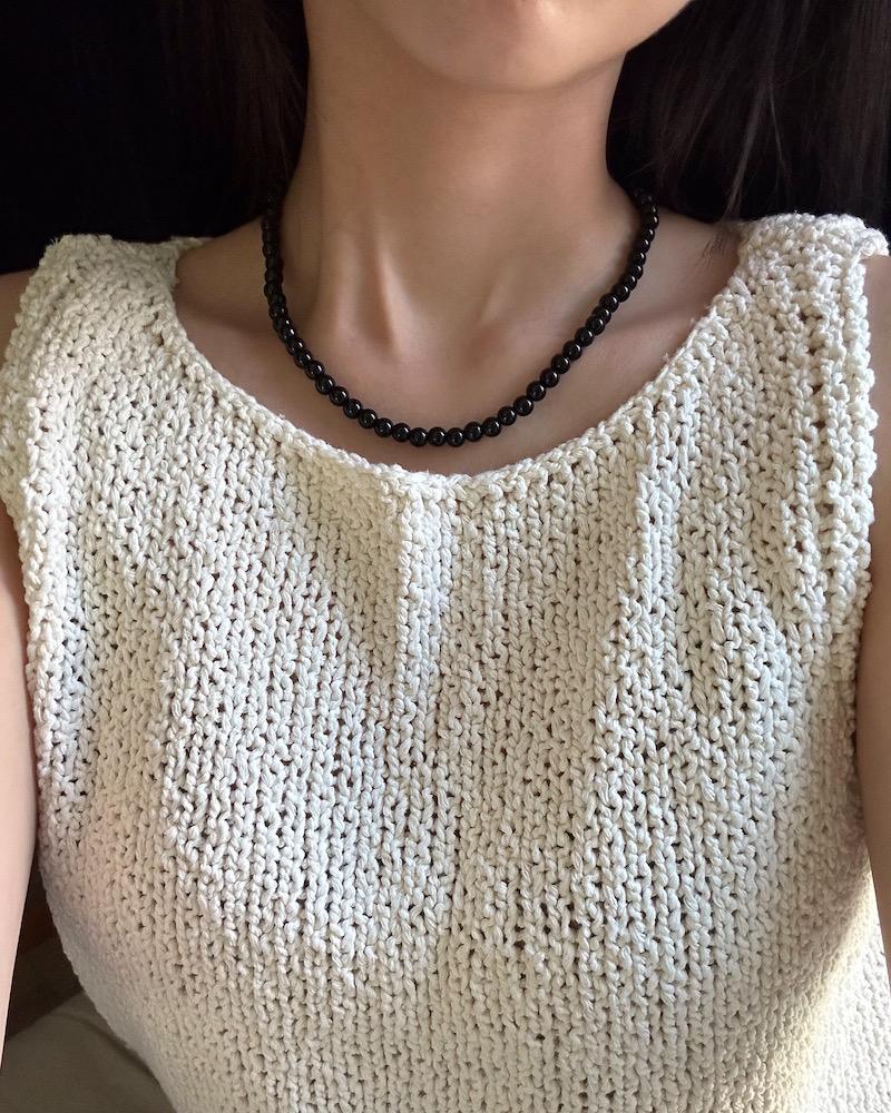 (당일발송) 6mm 블랙 볼 목걸이 (42cm) / 비즈 레이어드 포인트 네크리스