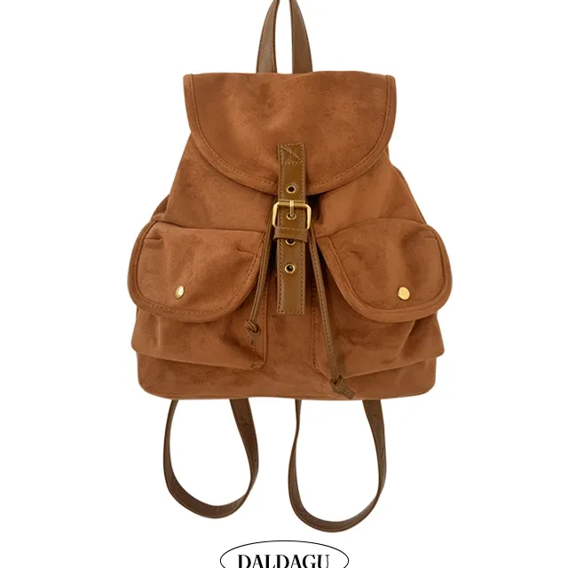 [🖤당일출고/신상입고🖤] 스웨이드 복조리 백팩 투포켓 가벼운 보부상 겨울 학생 직장인 빈티지 Y2K
