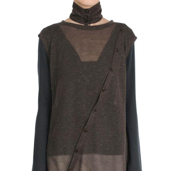 BUTTON VEST[DARK BROWN]