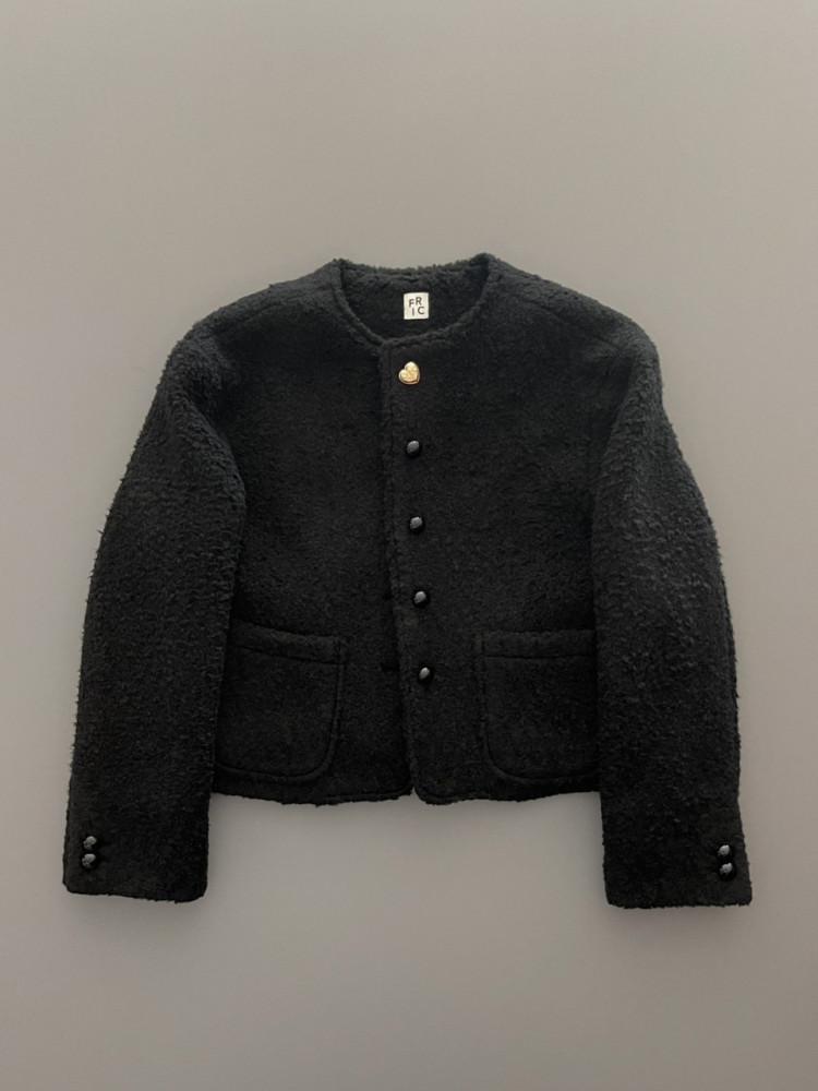 Fric 프릭 하임 라운즈 자켓 하트 버튼 부클 숏 트위드 2color