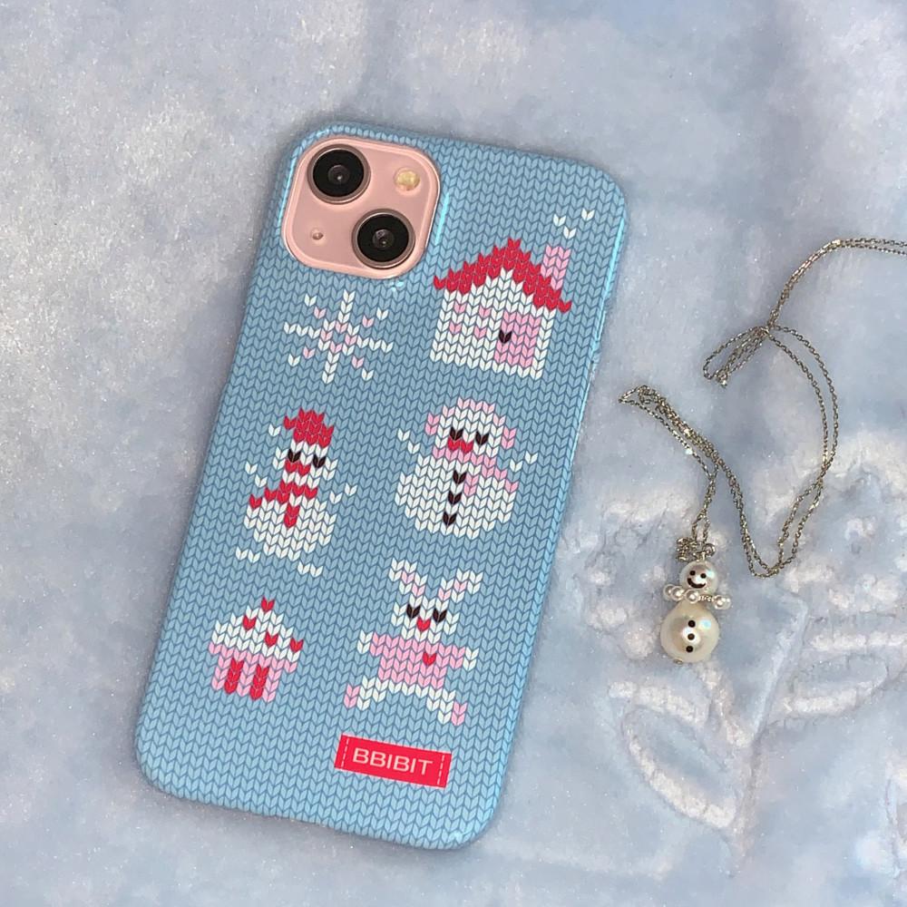 Snowman Village knit phone case (hard) 눈사람 마을 니트 케이스