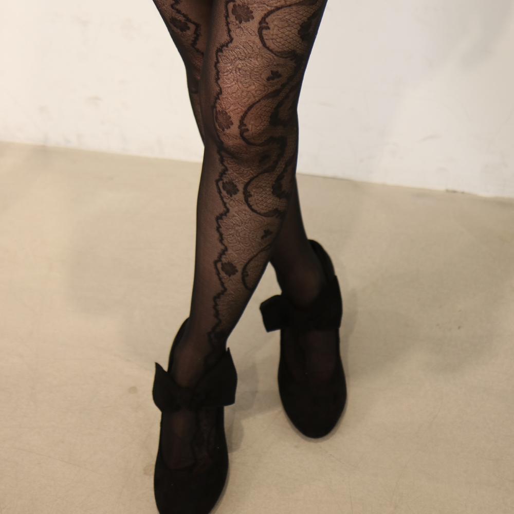 로맨틱 사이드 레이스 스타킹 (블랙)
