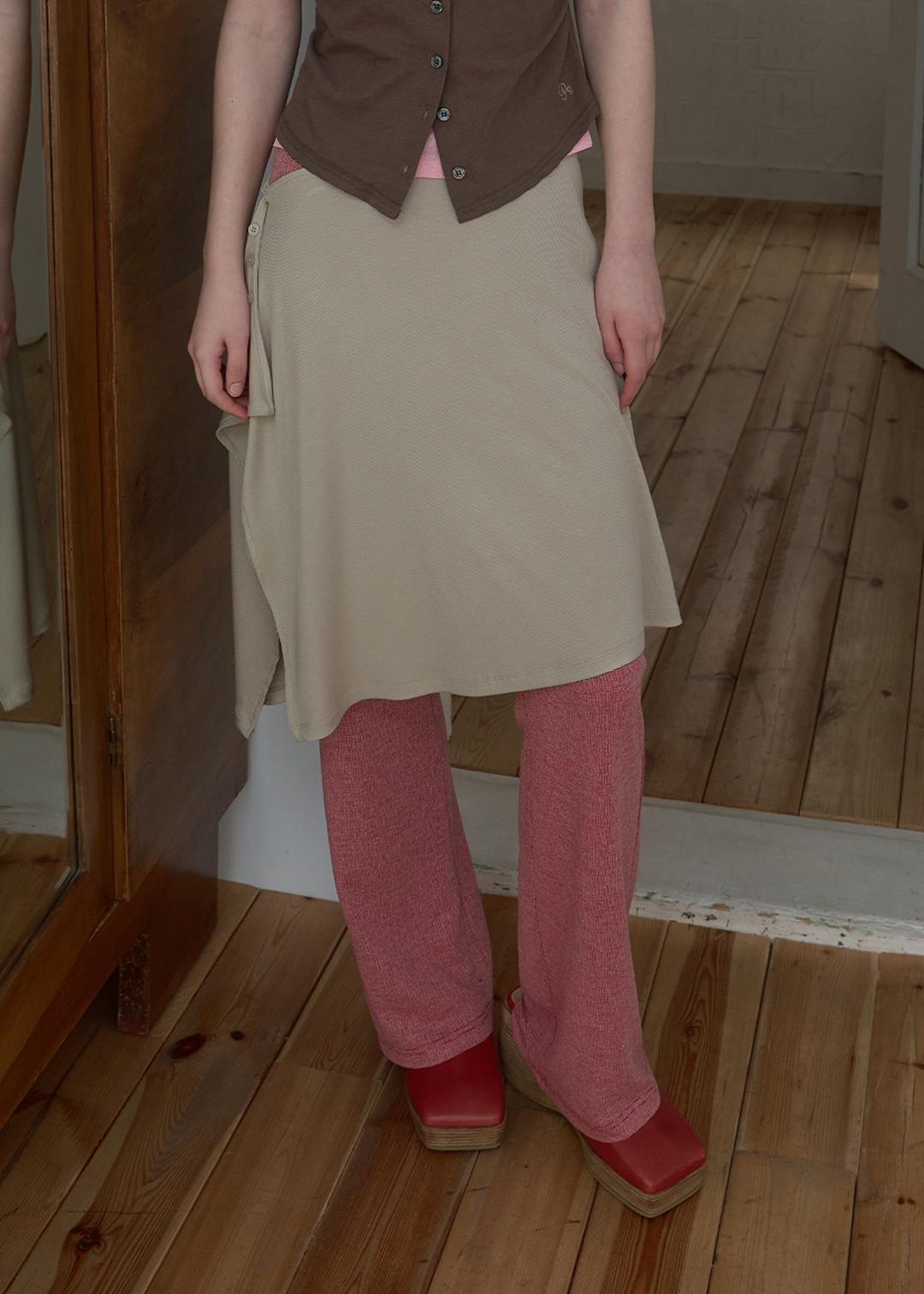 Ribbed Layered Midi Skirt_4Color