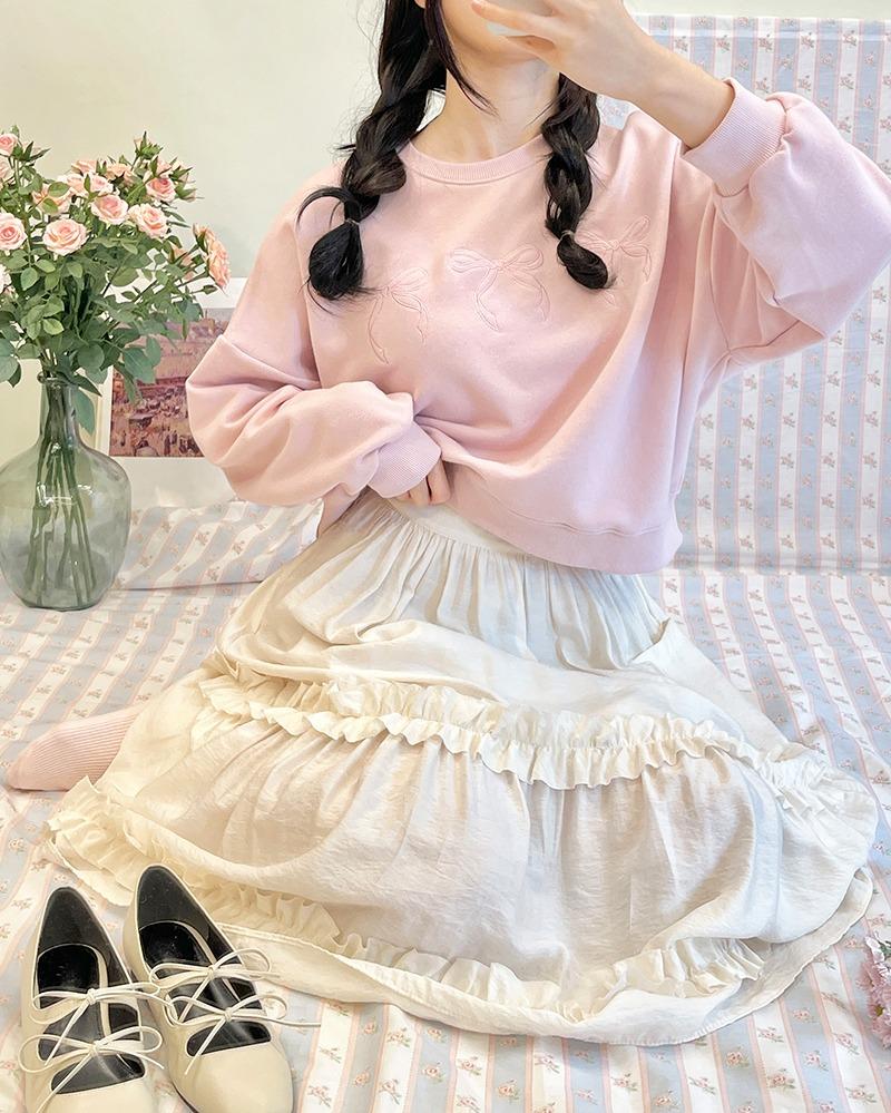 솜사탕처럼 몽글몽글하고🍧 아이스크림 케이크 처럼 폭신폭신 부드러운 사랑스러운 크림 컬러의  🐰[러블리 러플레이스 스커트]🐰