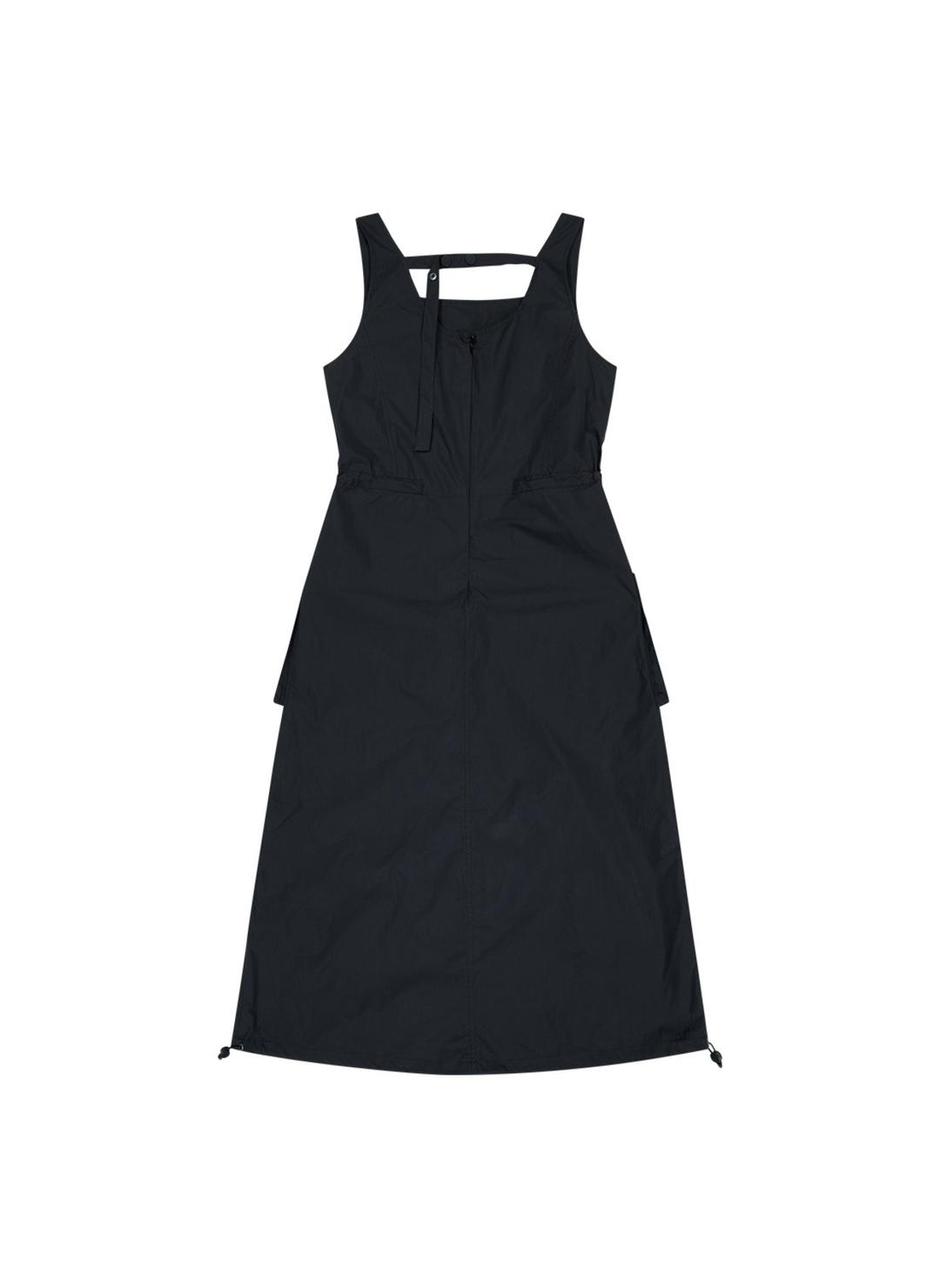 Nylon Cargo Dress-Black