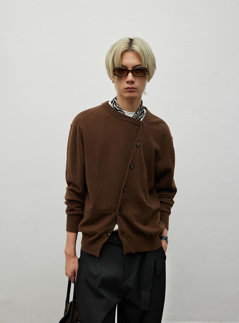 Brown Wool Blend Cardigan