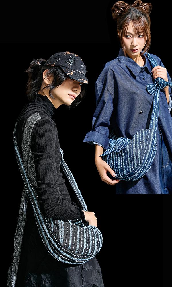 lace-decorated denim  mini cloth bag