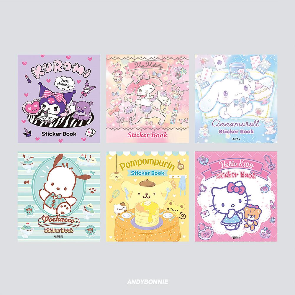 산리오 다꾸스티커북 6종 시나모롤 쿠로미 마이멜로디 포차코 폼폼푸린 헬로키티