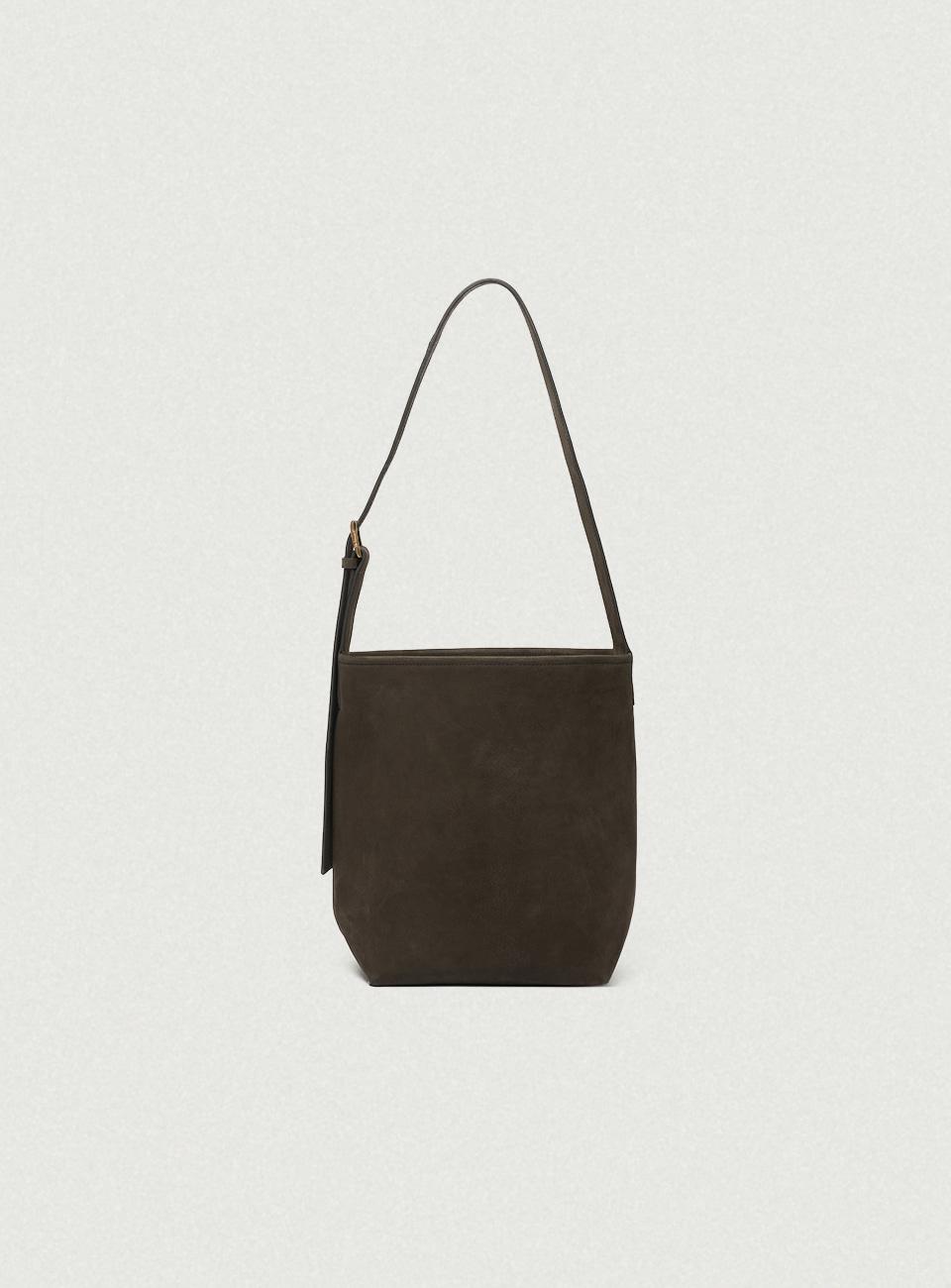 Brown Small Bucket Nubuck Tote Bag