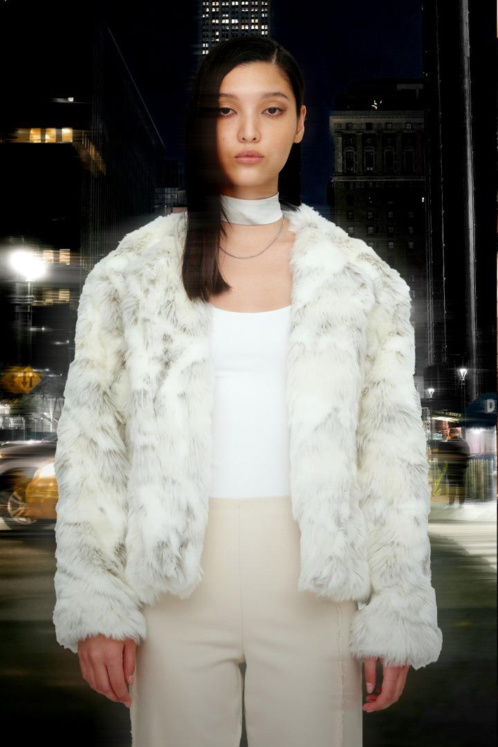 FAINT FUR JACKET&SCARF