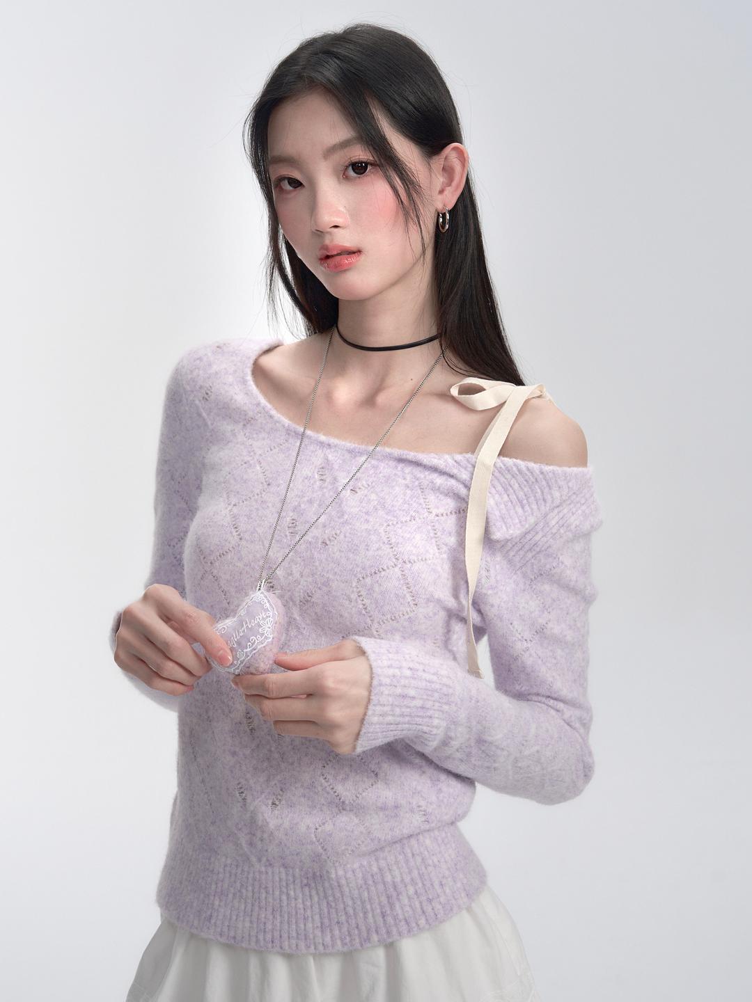 [FRAGILE HEART] Dreamy Off-Shoulder Strap Sweater