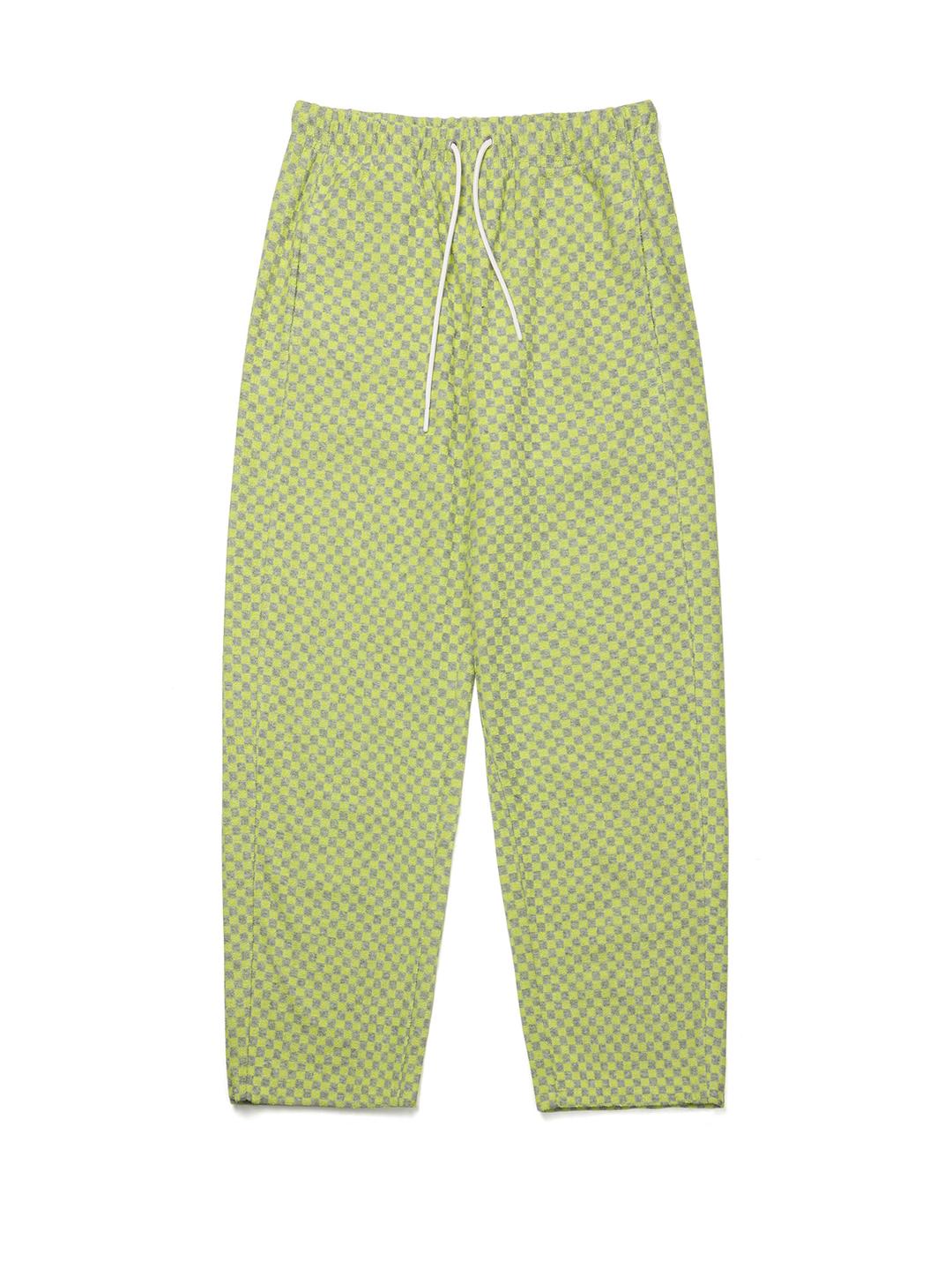 CHECKERBOARD BANDING PANTS_LIME GREY
