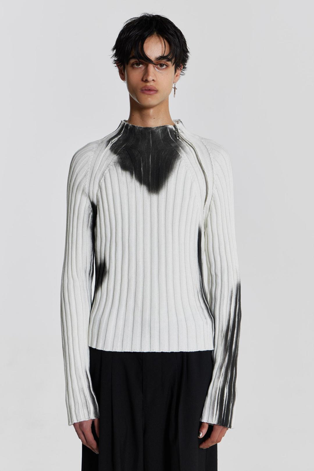 White Asymmetric Luster Knit - S / White