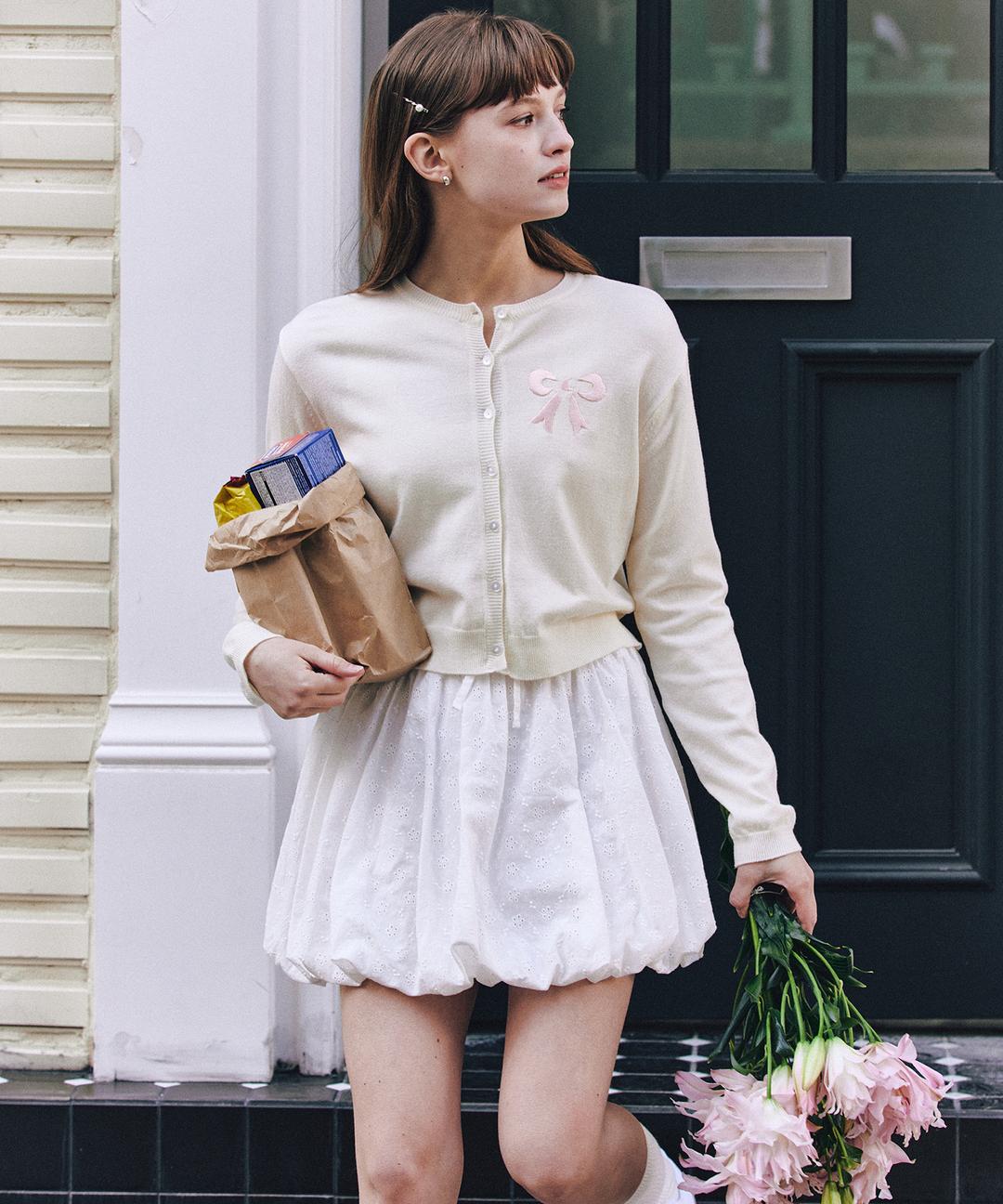 Ribbon From Moon Essential Cardigan ( Ivory )