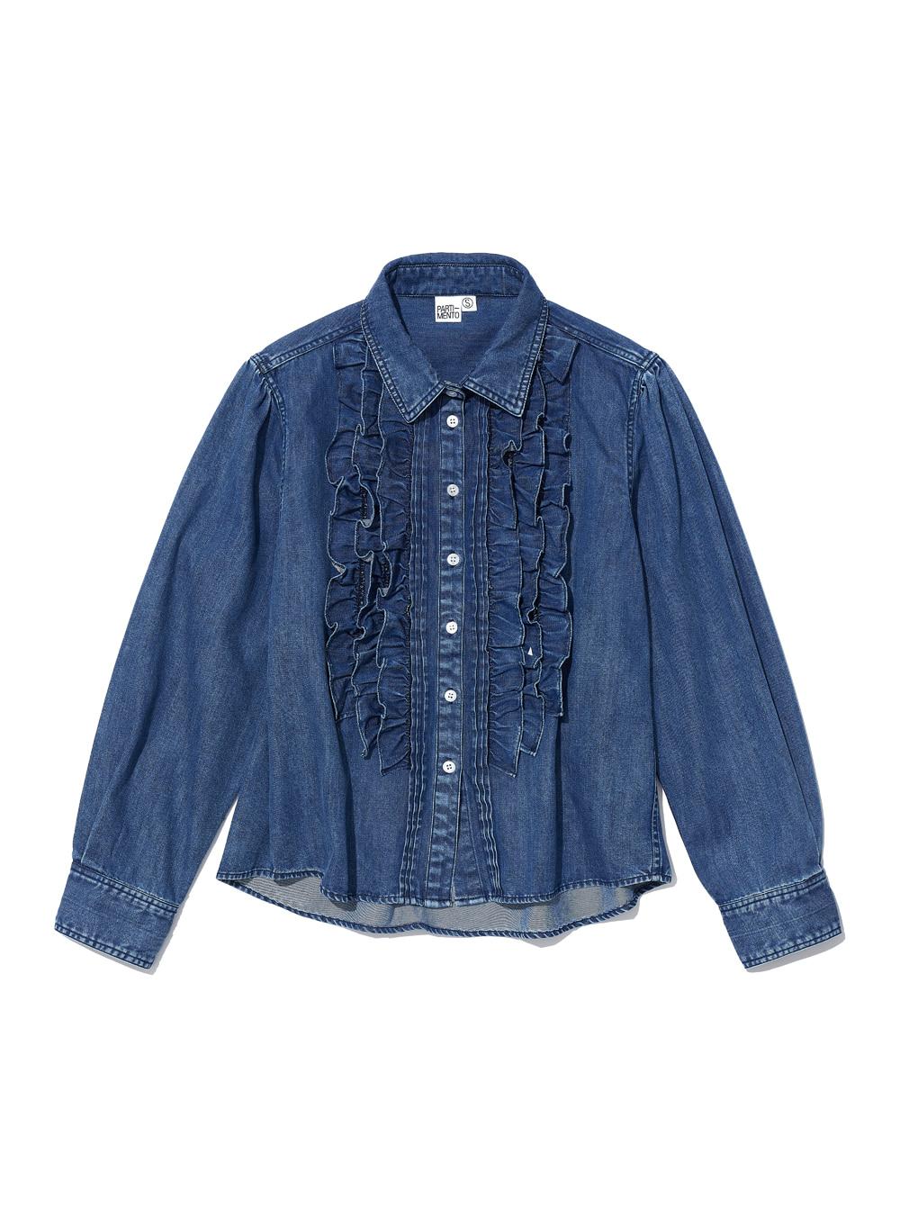 [WOMEN] COUNTRY RUFFLE-PINTUCK SHIRT_DENIM