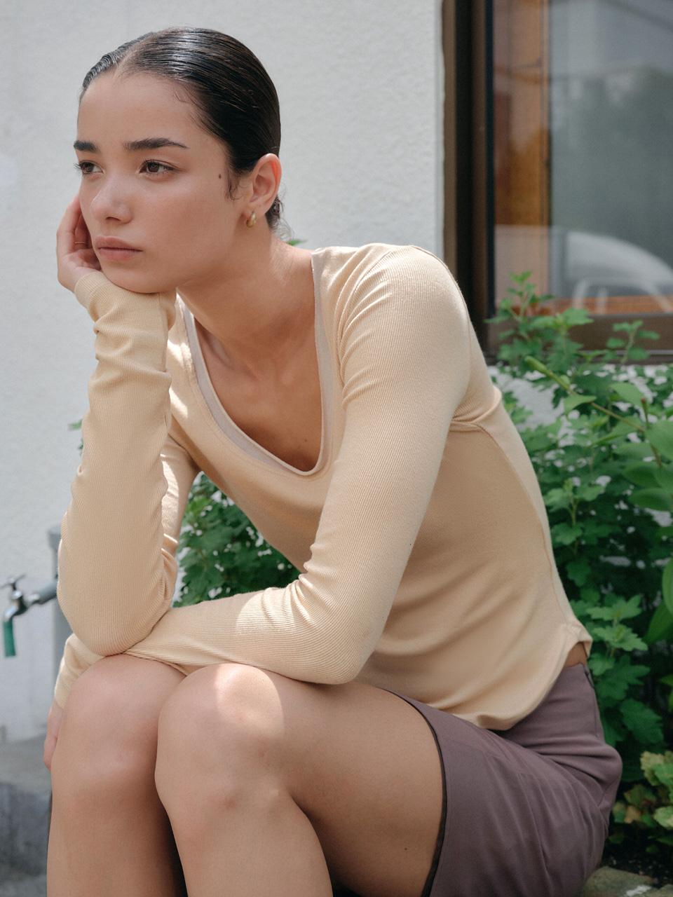 HERRY U-NECK T-SHIRT_BUTTER