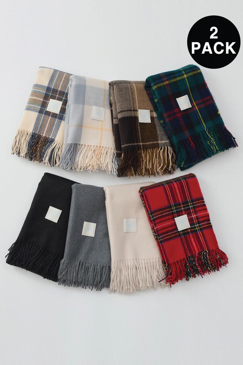 [1+1 62% EVENT] 베이직 체크 니트 머플러 - 8COLOR