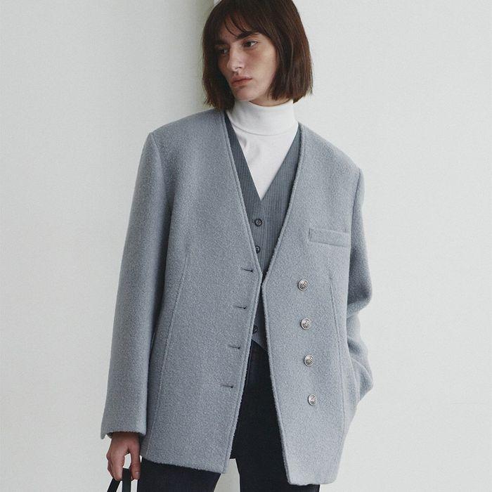 Collarless Boucle Jacket SW4XJ474-21