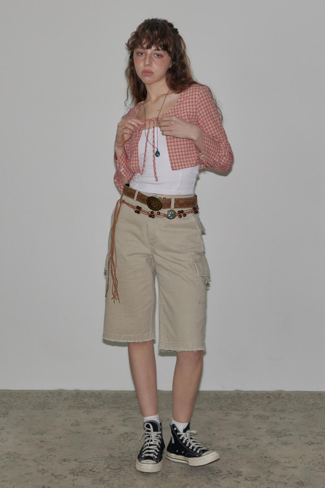 Check Bolero Shirts Pink [2nd Drop 3/31 delivery start]