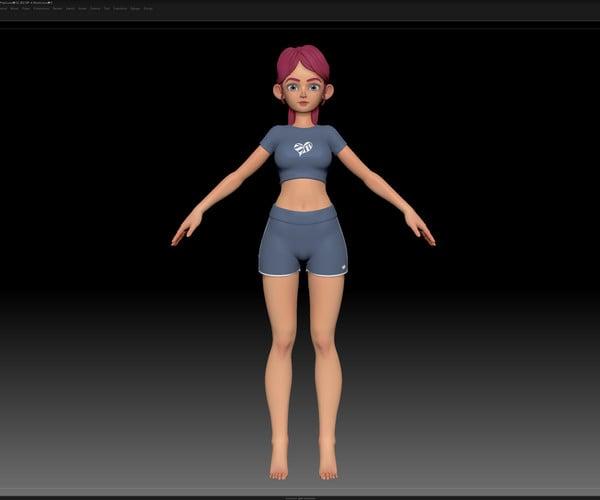 ArtStation - ZBrush Stylized Character Girl Base Mesh - Amy Girl Style 19 | Resources