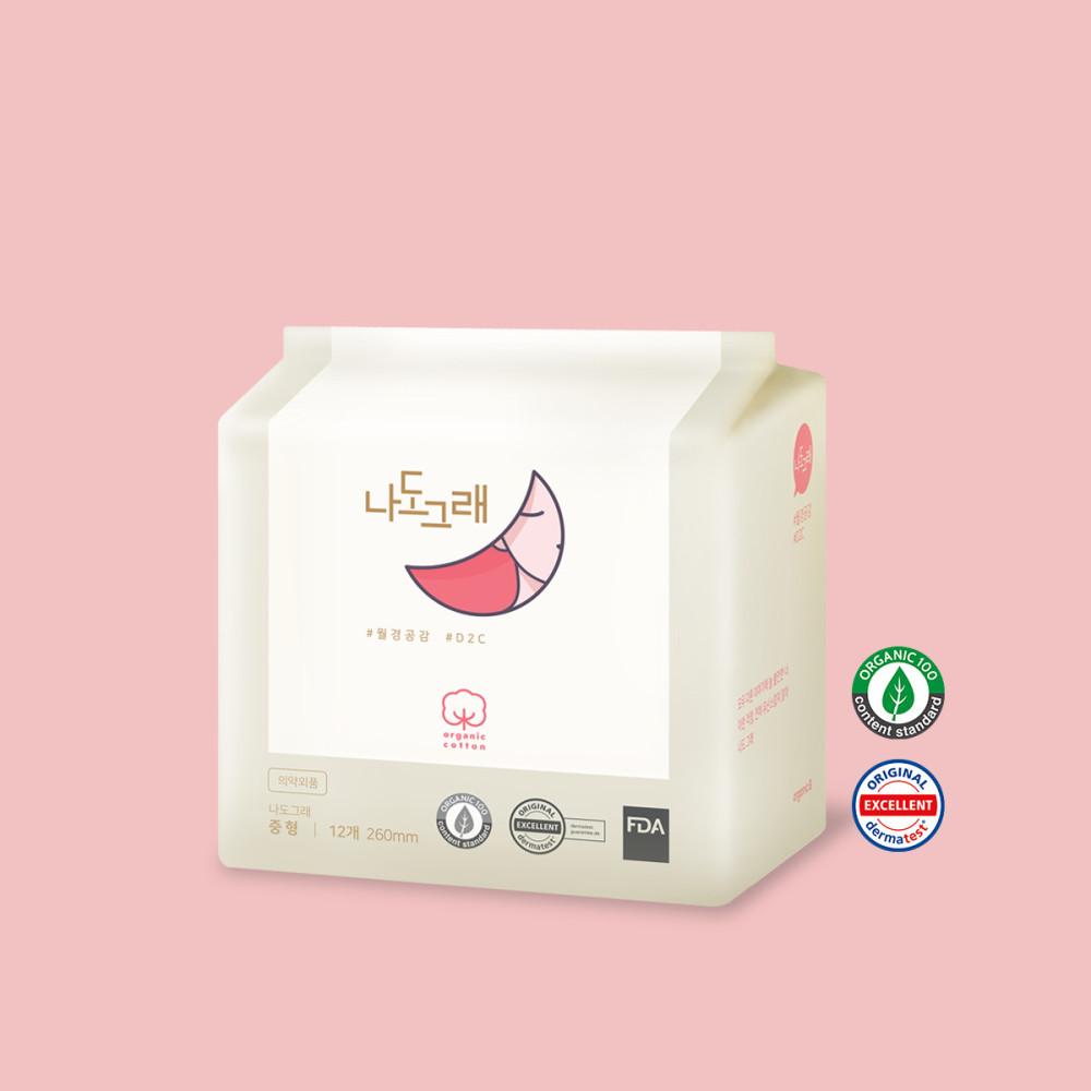 [4팩할인] 나도그래 유기농 생리대 세트 완전무염소표백