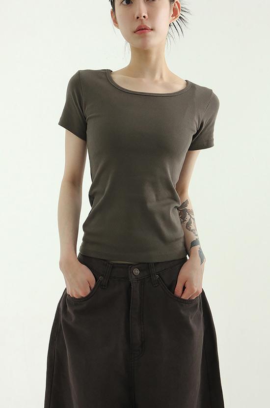 round neck slim cotton half tee