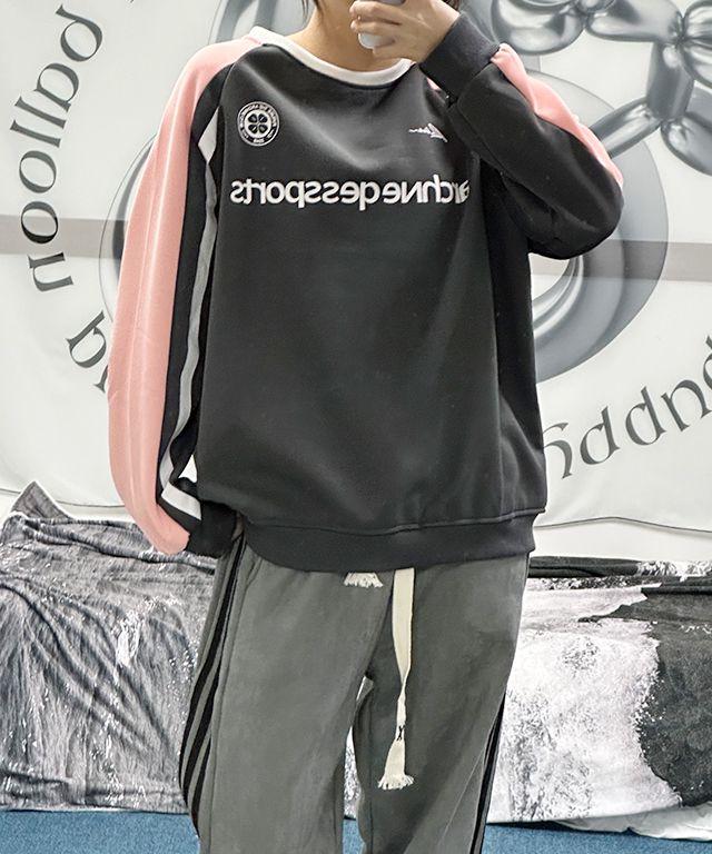 Line pink gray Uniform 라인 핑크 유니폼 블록코어룩 축구복 맨투맨_아담드리