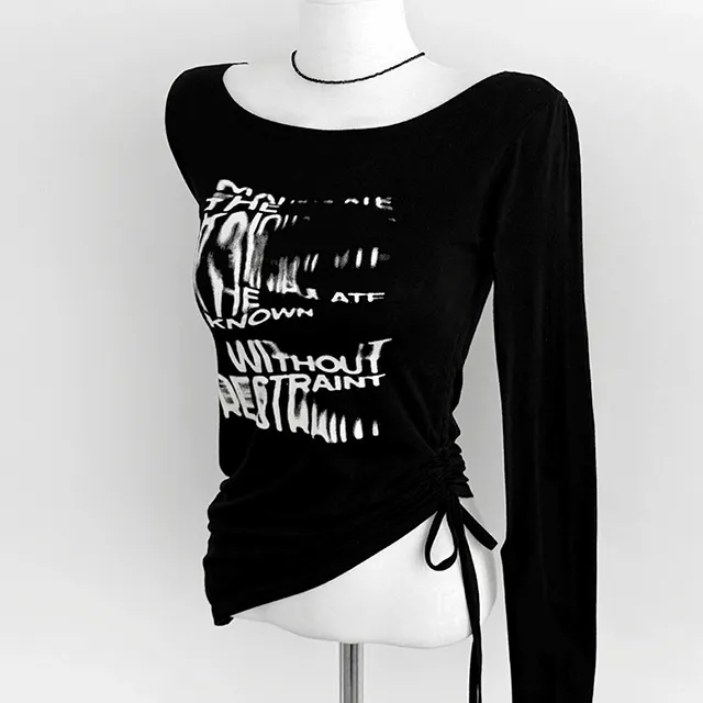 날씬허리/주문폭주🖤슬림핏 셔링 긴팔 티셔츠