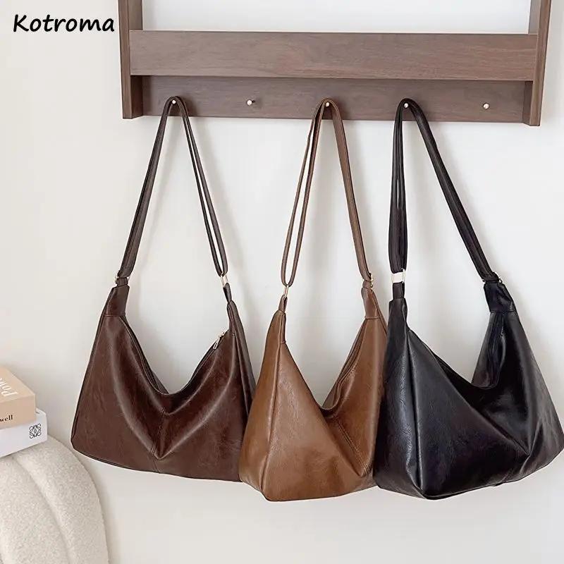 PU 가죽 통근 패션 빈티지 캐주얼 토트백, Maillard 세련된 크로스 바디 백, 여성용 질감, 대용량 기질