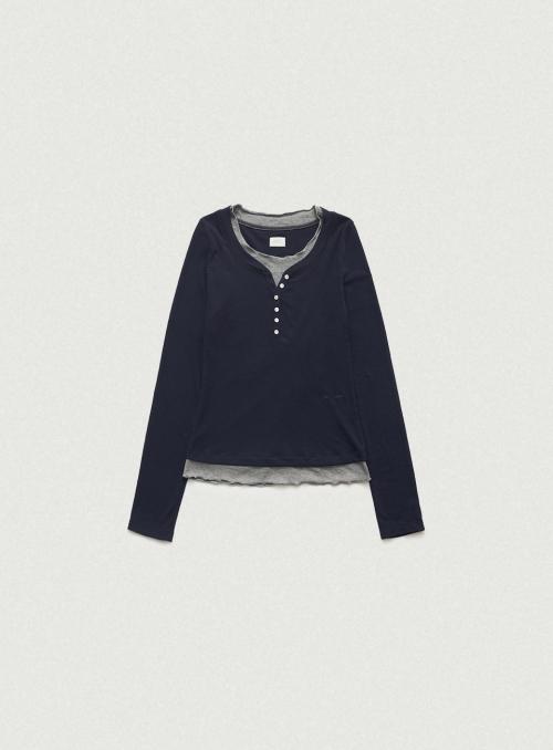 Aimee Slim Layered T-shirt_Navy