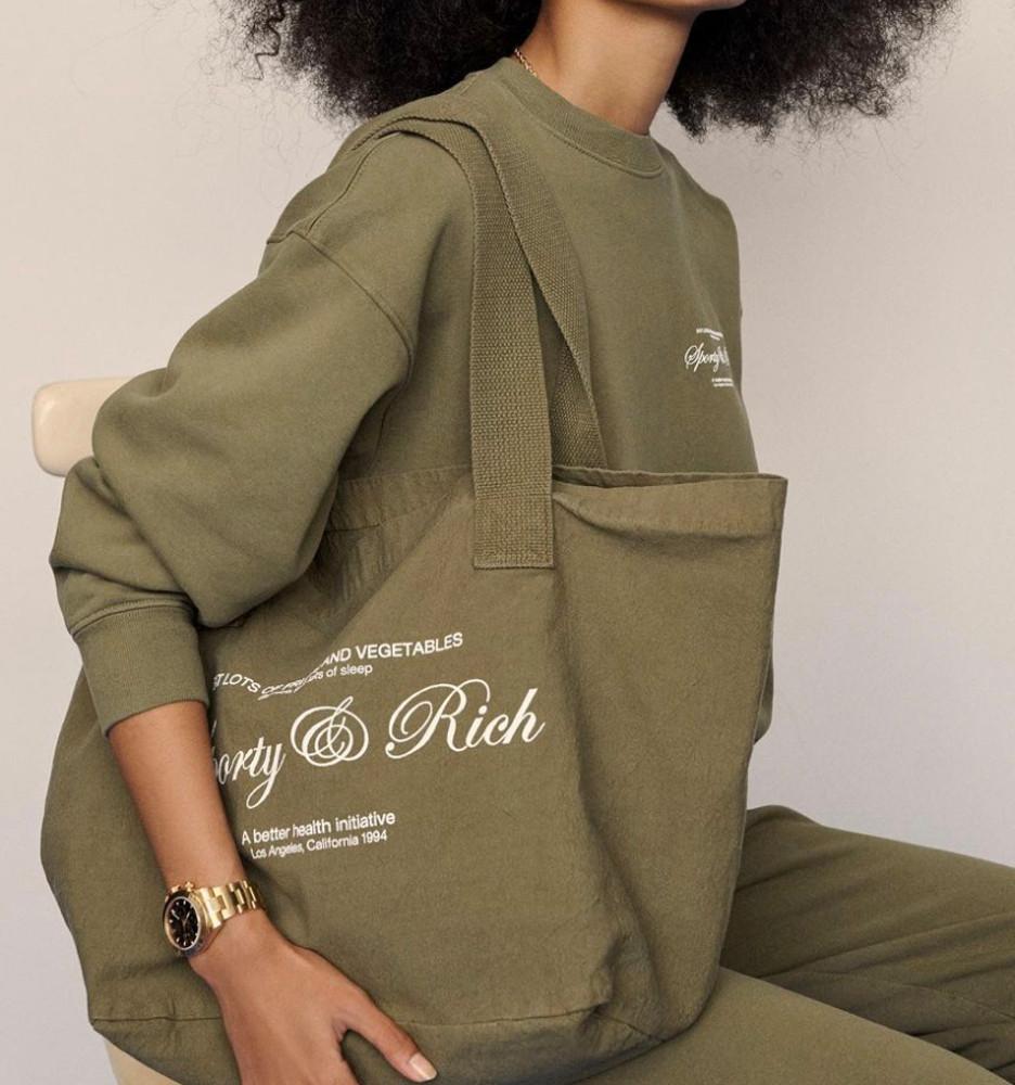 스포티앤리치 스크립트 로고 토트백 SPORTY & RICH SCRIPT TOTE 올리브