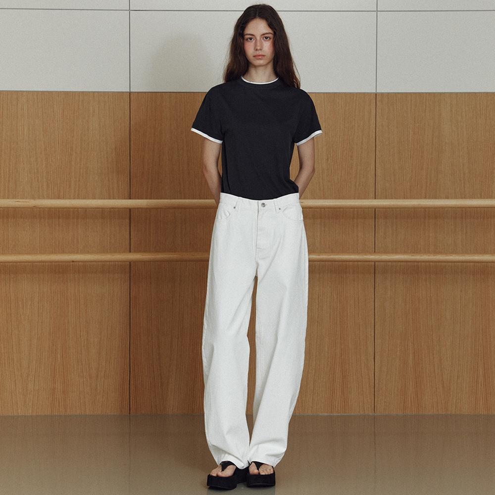 pigment white curved pants (white)