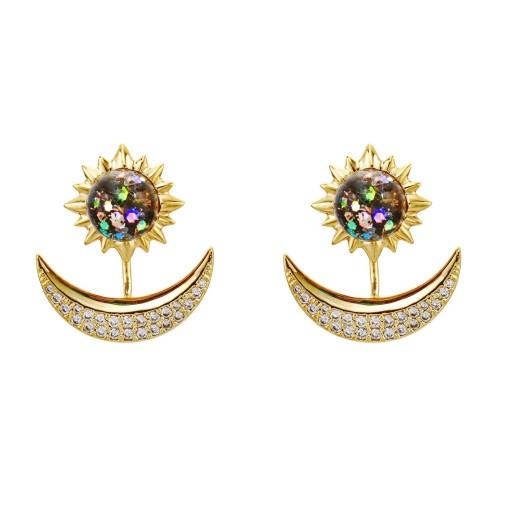 해와달 스노우볼 투웨이 귀걸이(블랙오팔)