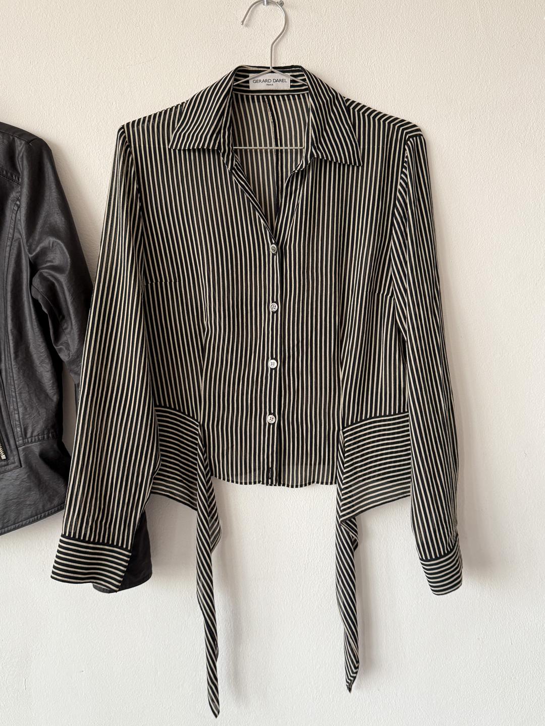 880. Stripe Tie Blouse