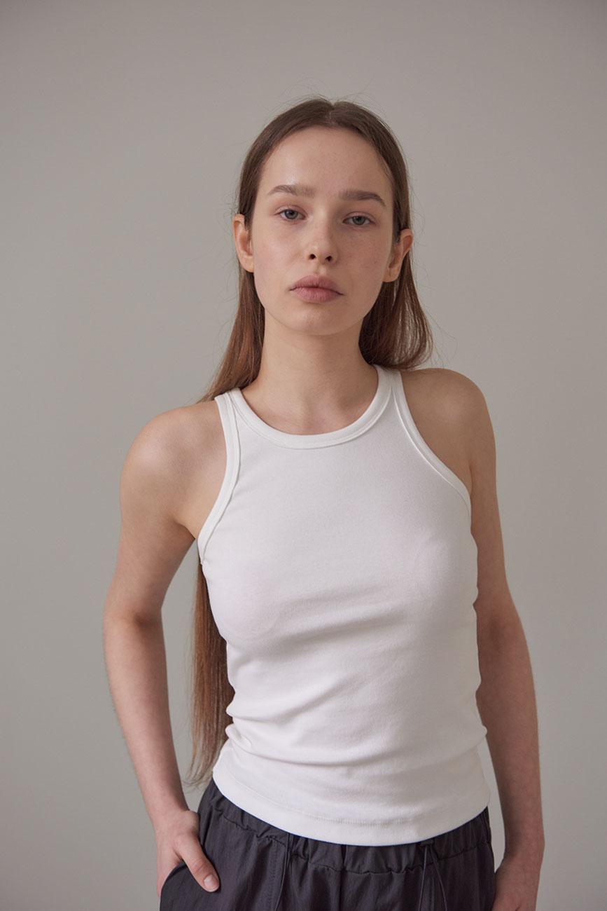 [RE] Curved Rib Sleeveless (White)
