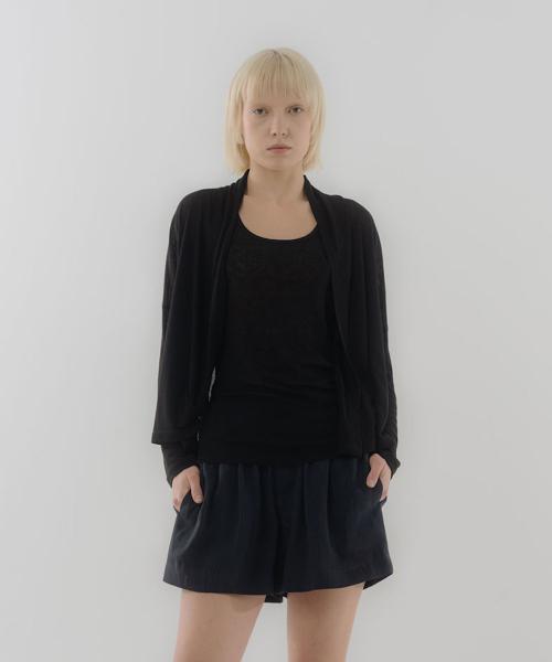 텐셀 크롭 가디건_블랙