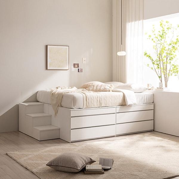 ★윈터세일★플레인 6단 서랍 벙커 빅수납 침대프레임(SS/Q)