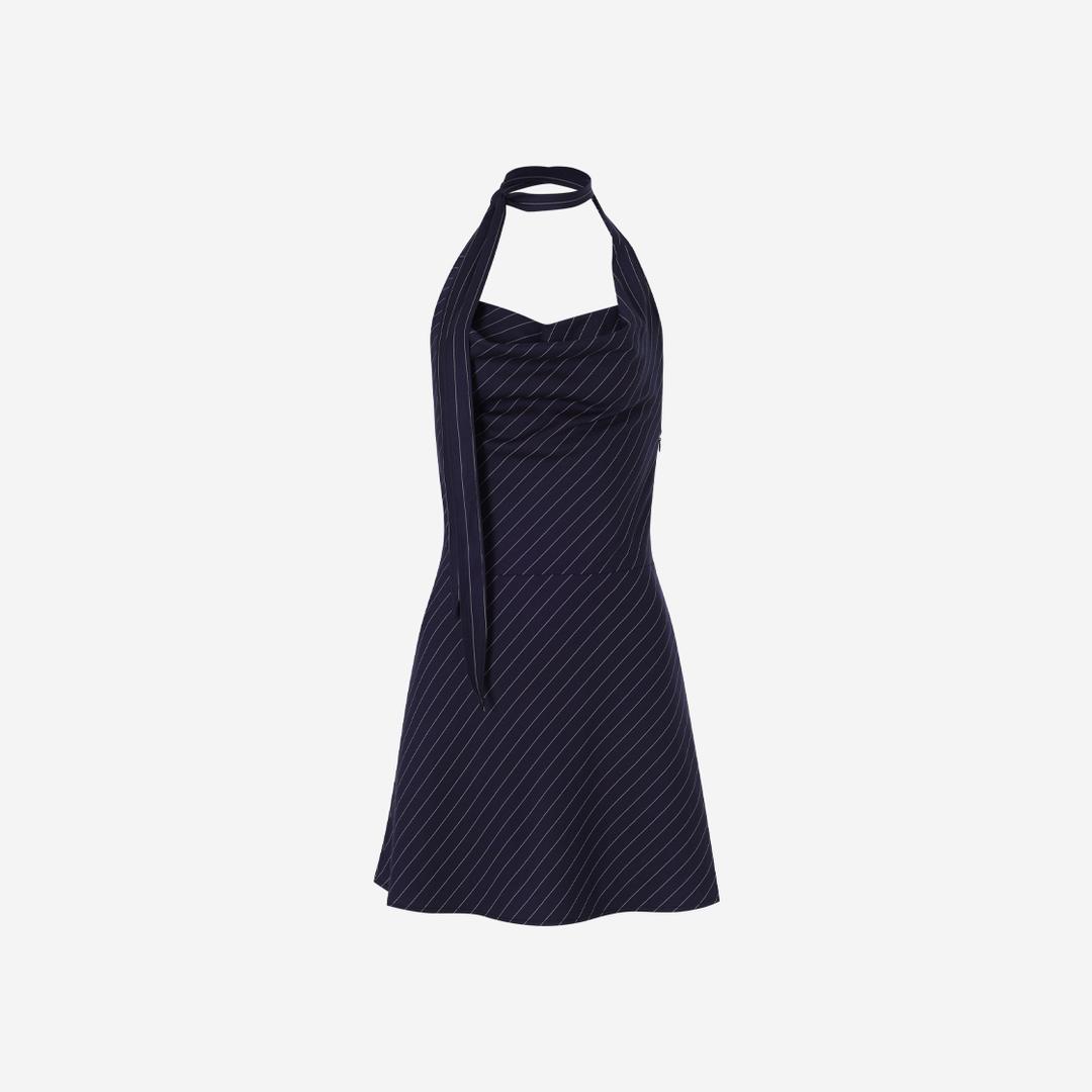 Not Your Rose Scarf flare dress Navy