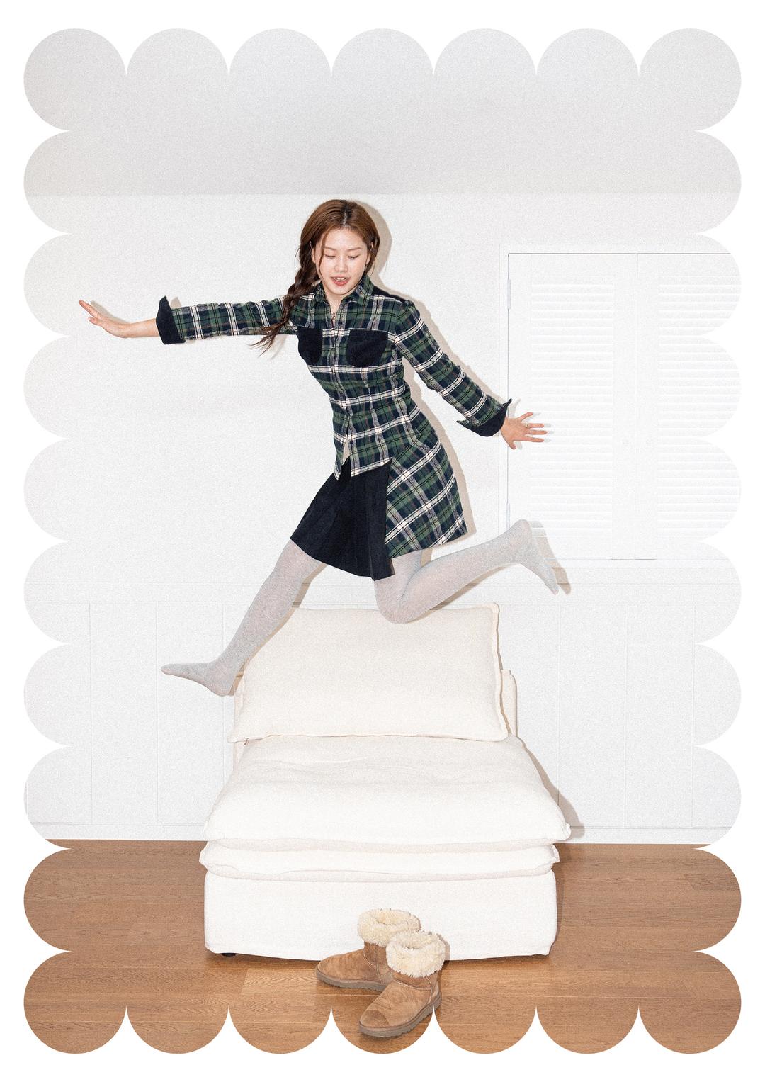 ☁︎{pattern} check set (navy, brown)