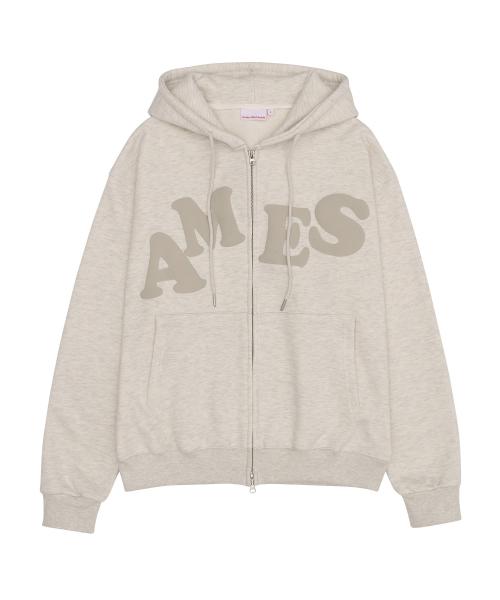 BIG TYPO HOODIE ZIP UP OATMEAL
