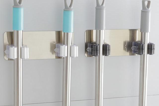 강력접착 PVC 청소도구 밀대 걸이 1단 2colors