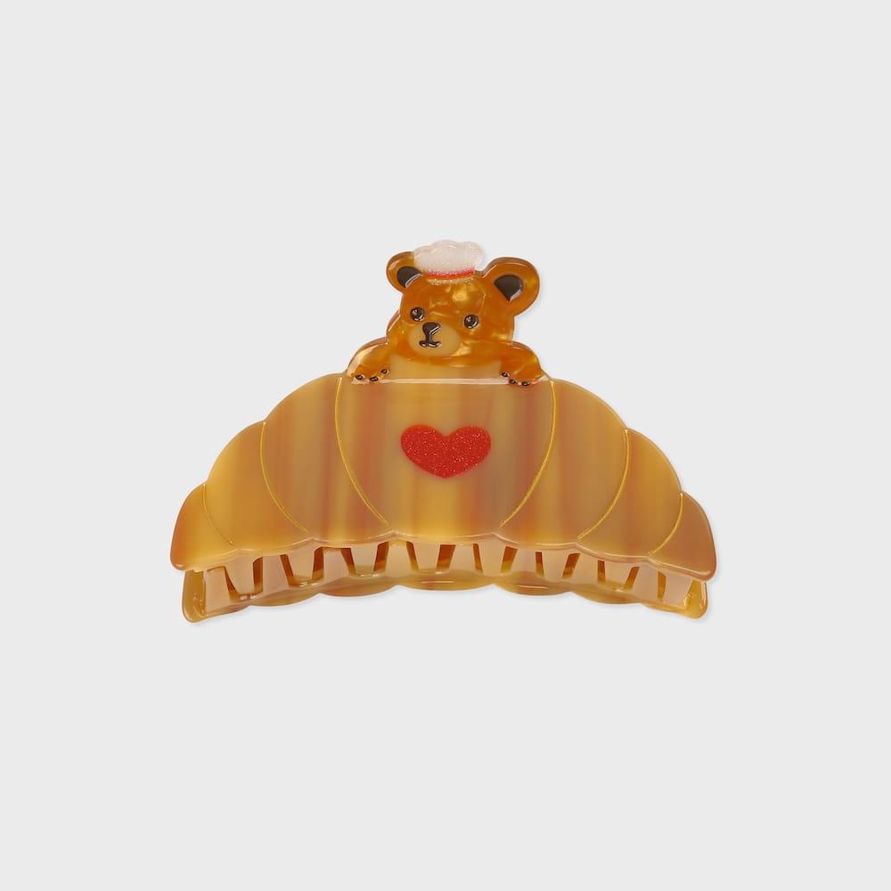 hair clip croissant bear