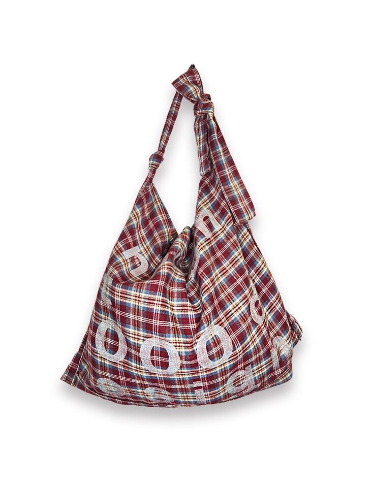 000 Design Check Tie Bag / Burgundy