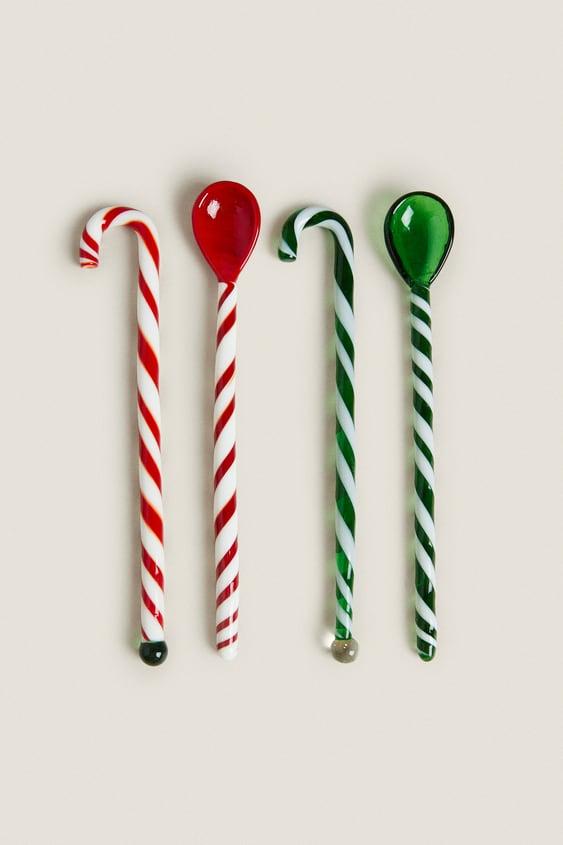 크리스마스 글라스 서빙 스푼 세트(4개 세트)