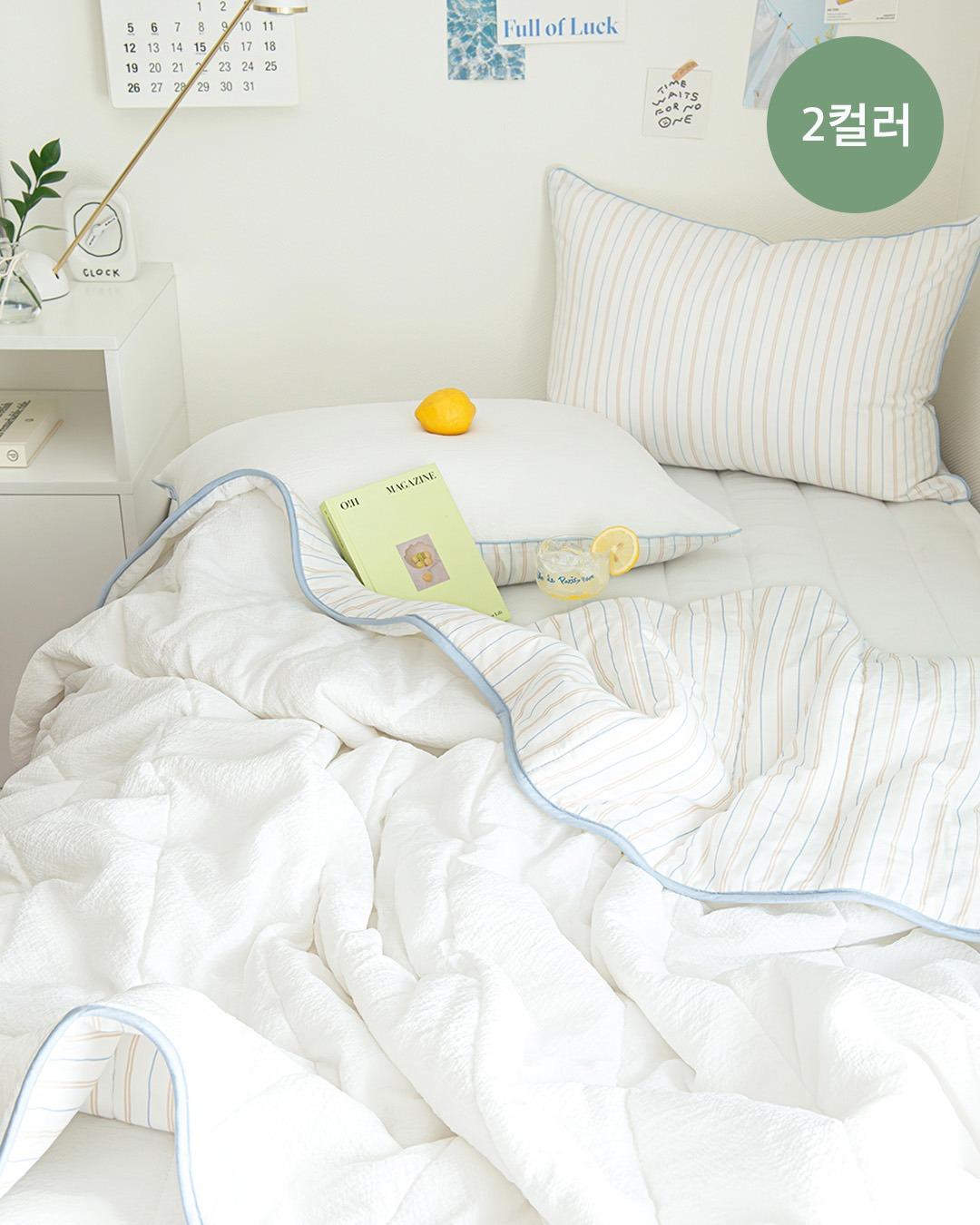 [신상쿠폰] [뱀부X순면] 에이드 스노우리플 여름 차렵이불 침구세트 2color (S/Q)
