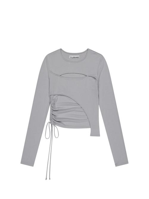 CUT-OUT LAYERED TOP [LIGHT GREY]