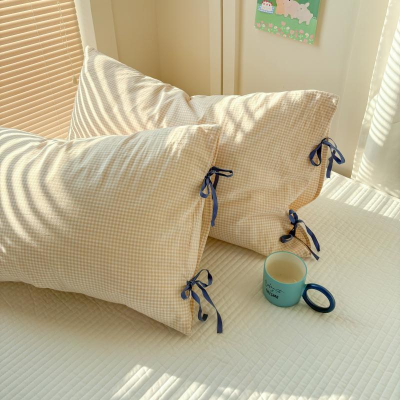 모던 옐로우 스트라이프 리본 침구커버 베개커버 5종 A