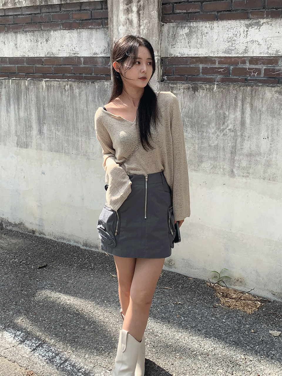 저지 트임 긴팔 니트(4color)