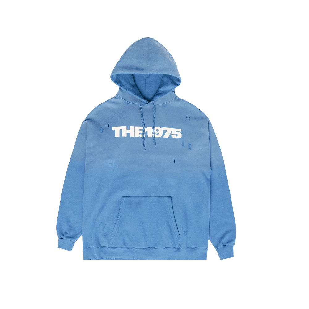 Logo Distressed Blue Hoodie - S